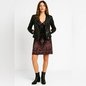 Vintage 90s Paisley Slip Dress Red Black Boho Indie Y2K Grunge Size 8